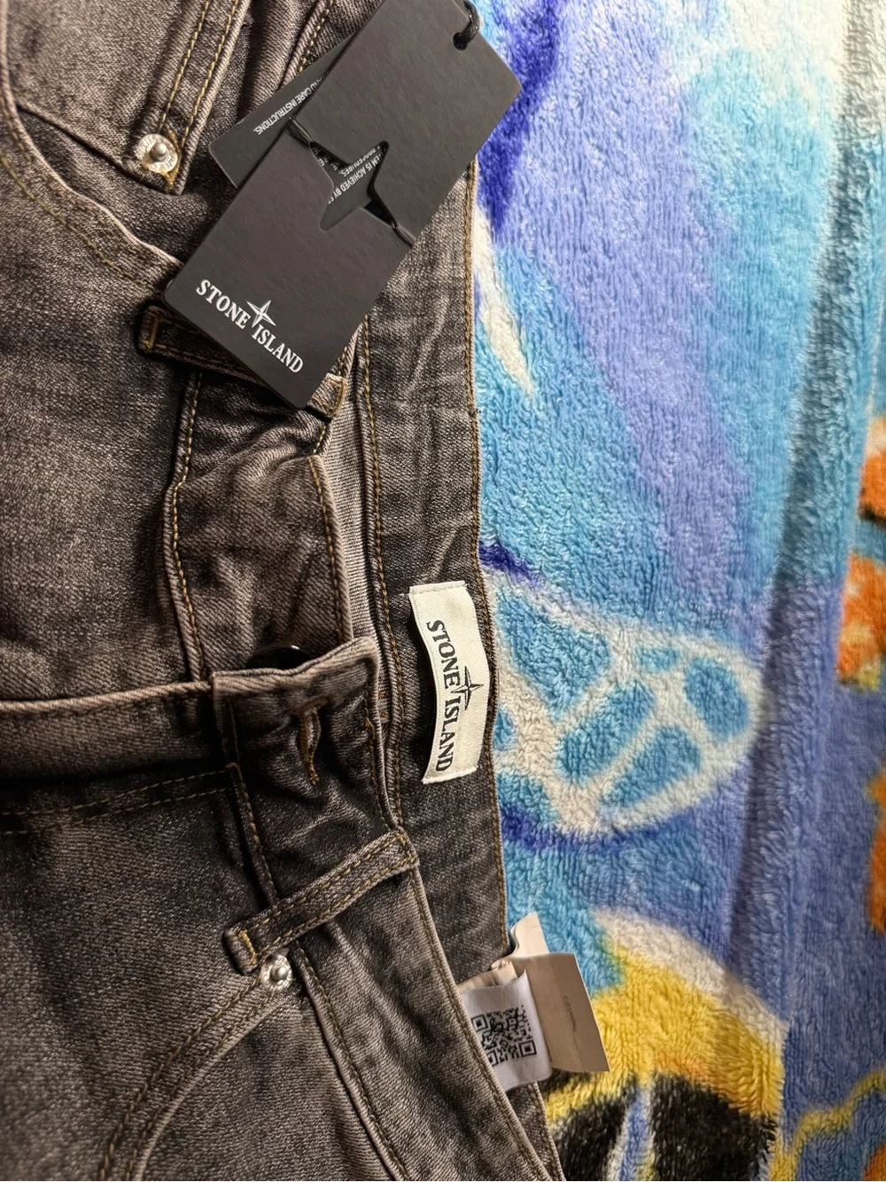 Stone Island Men's Slim Straight Jeans in Charcoal Gray